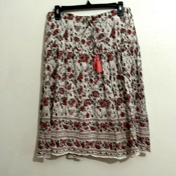 Max Edition Vintage  Cottage Core Fairy White Pink Floral Print Full Skirt M - Picture 1 of 5